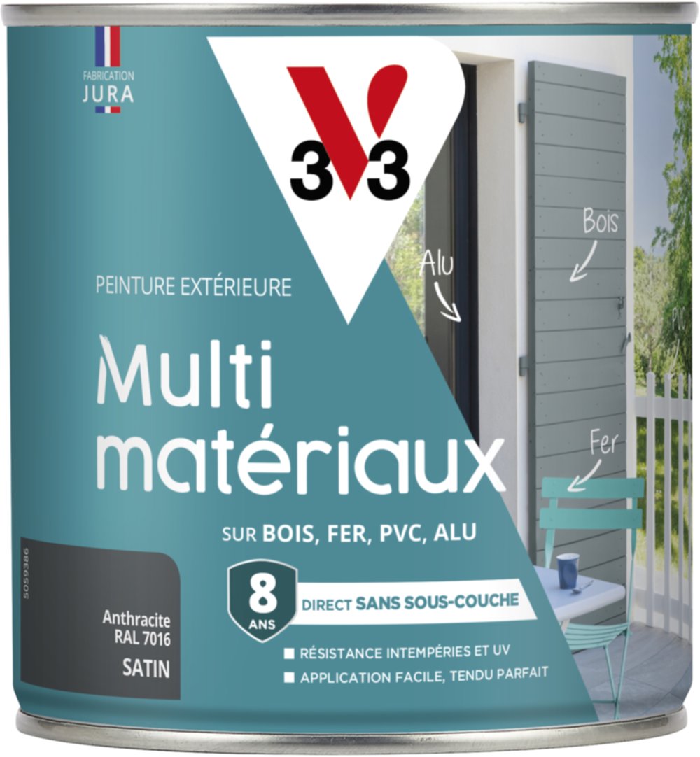 Peinture multi-supports direct protect satin 0.5L anthracite - V33