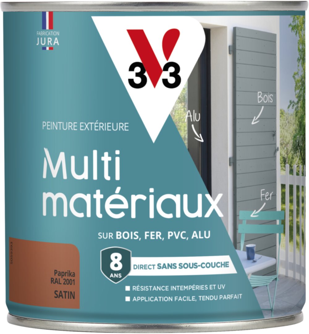 Peinture multi-supports direct protect satin 0.5L paprika - V33