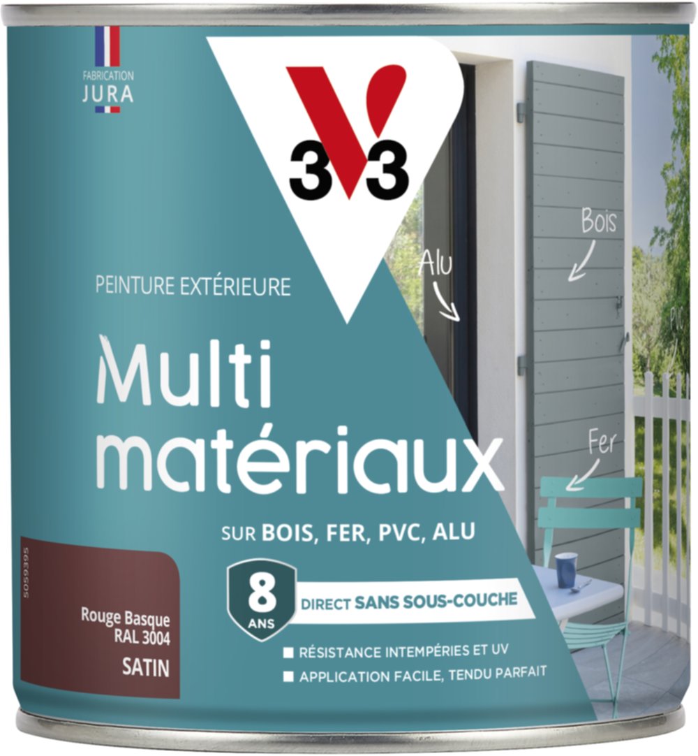 peinture multisupport direct protect satin 0,5L rouge basque - V33