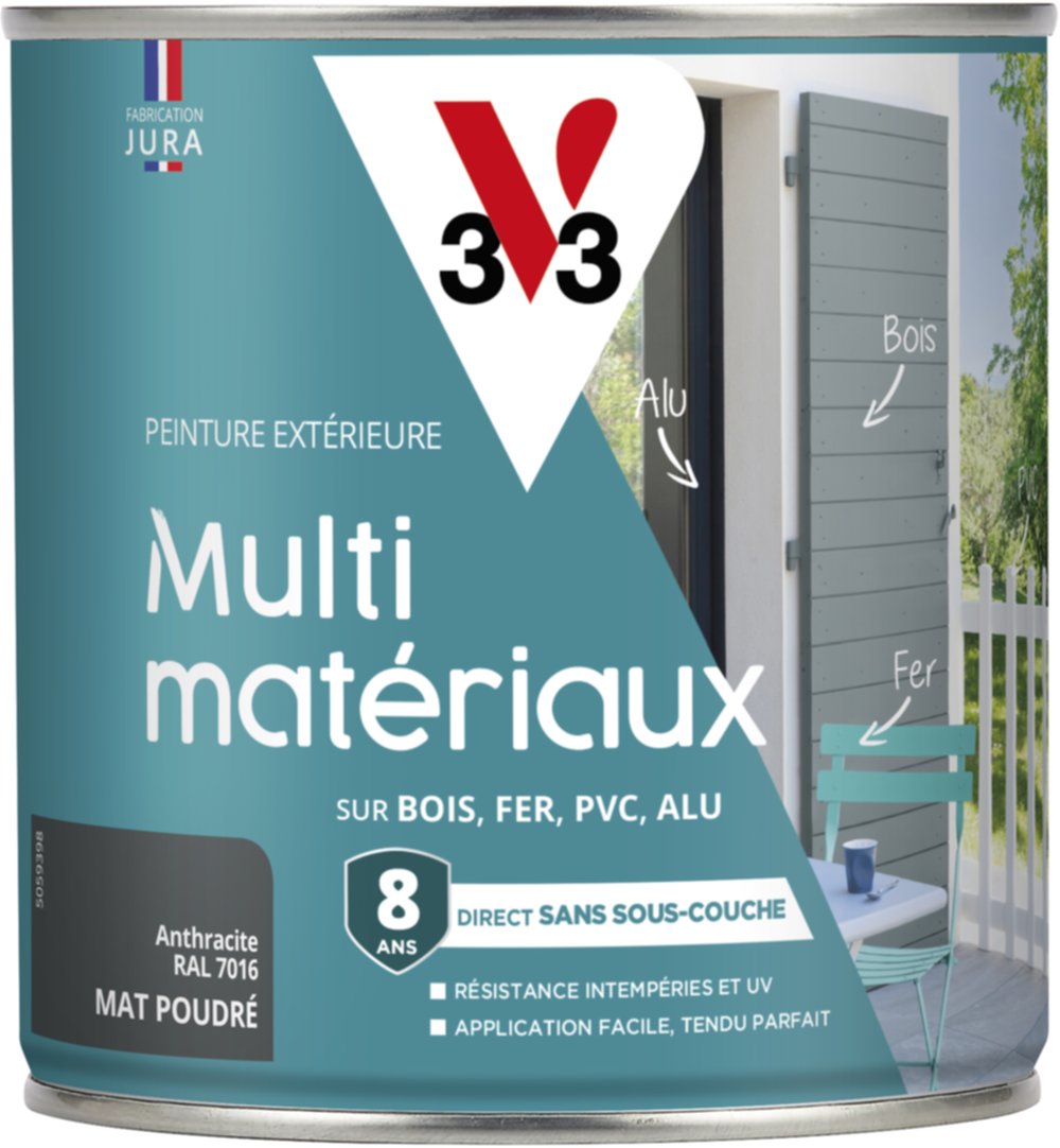 Peinture Multi-supports Direct Protect 0.5L Anthracite Poudré - V33