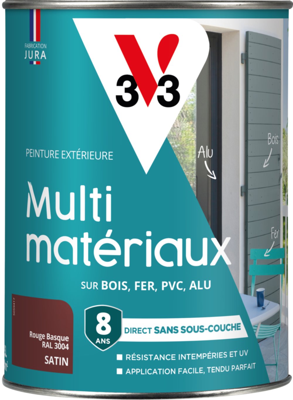 Peinture multi-supports direct protect satin 1.5L rouge basque - V33