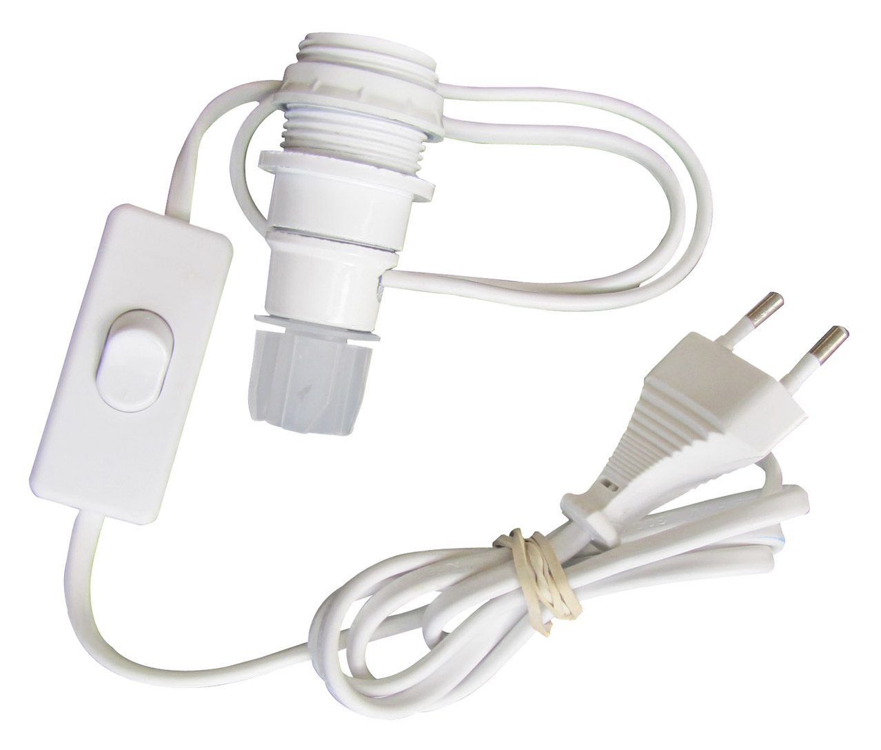 Adaptateur bouteille E14+câble+interrupteur+fiche blanc - TIBELEC