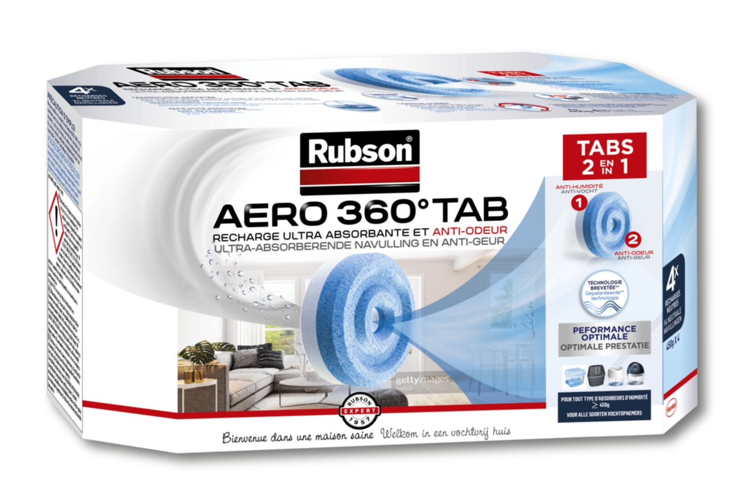 4 Recharges Absorbeur d'Humidité Aero 360° - RUBSON