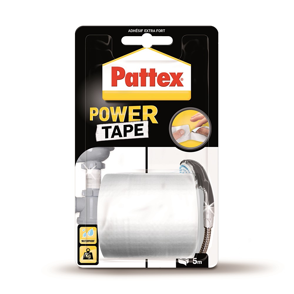Pattex adhésifs réparation power tape blanc blister 5m - PATTEX