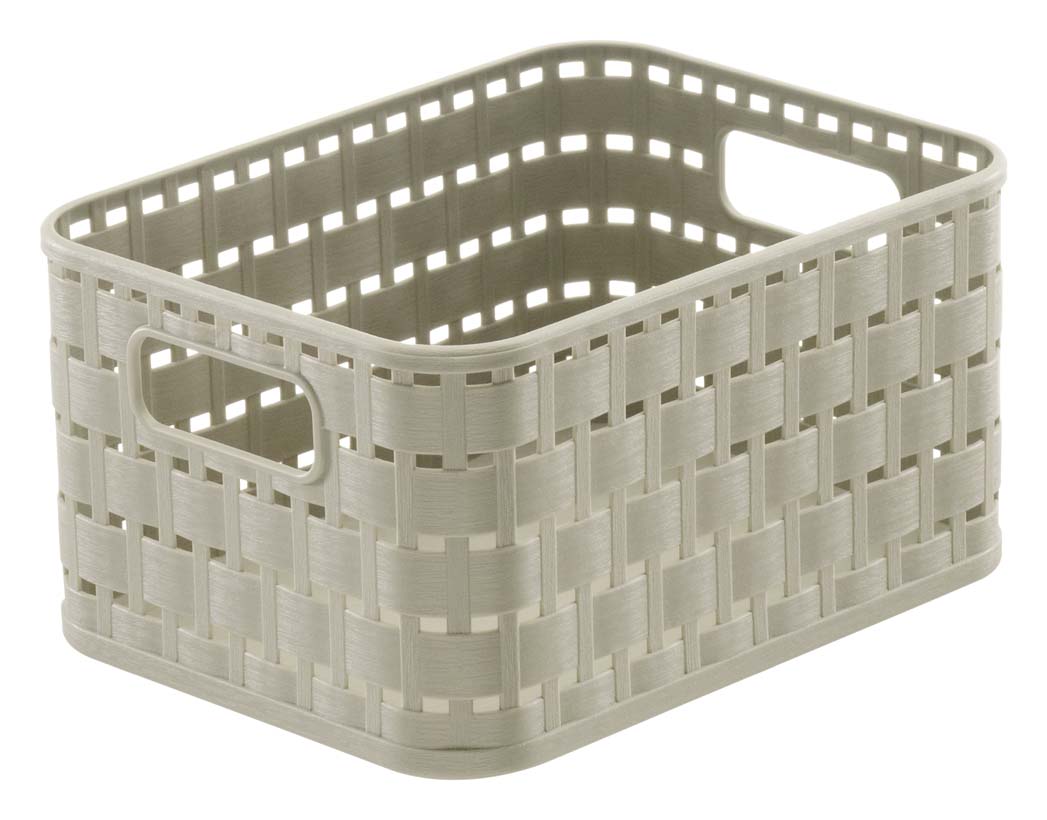 Panier 2 l  décor rotin country A6 taupe