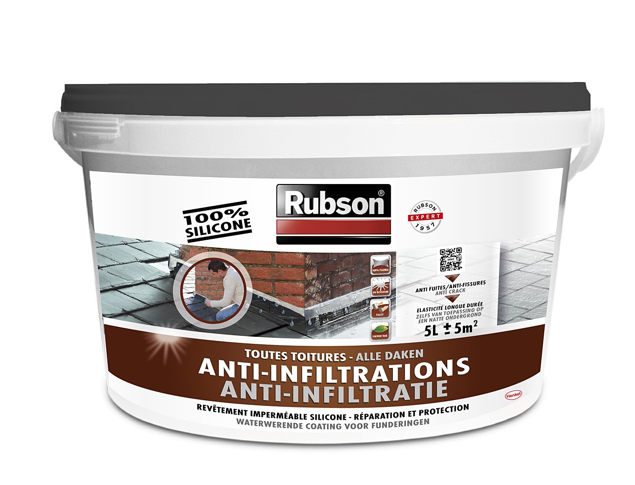 RUBSON Toitures Anti-infiltrations Noir Seau 5kg