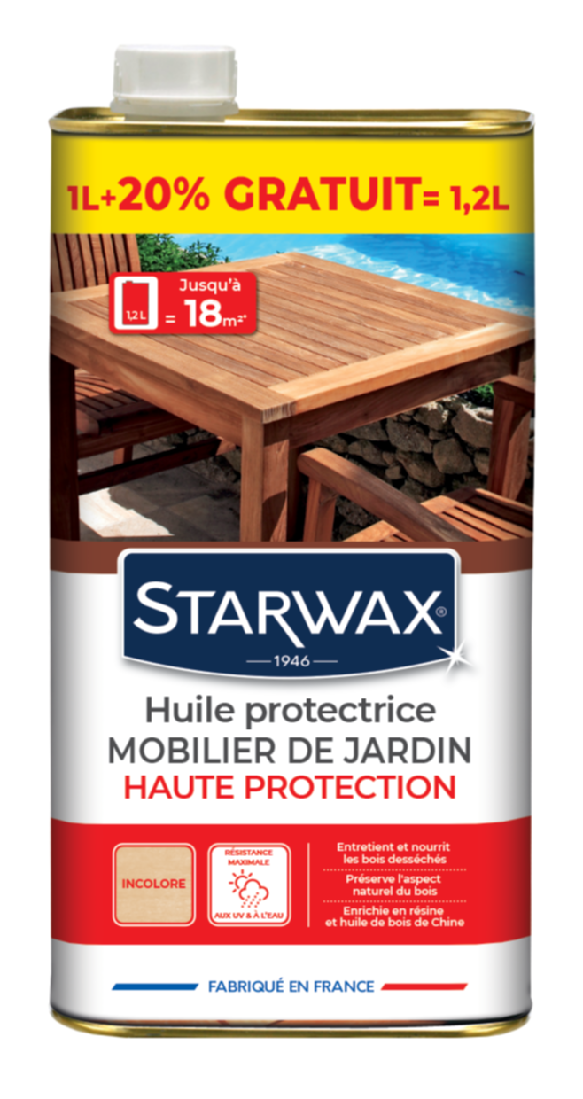 Huile protectrice teck et bois exotiques 1L + 20% gratuit - STARWAX