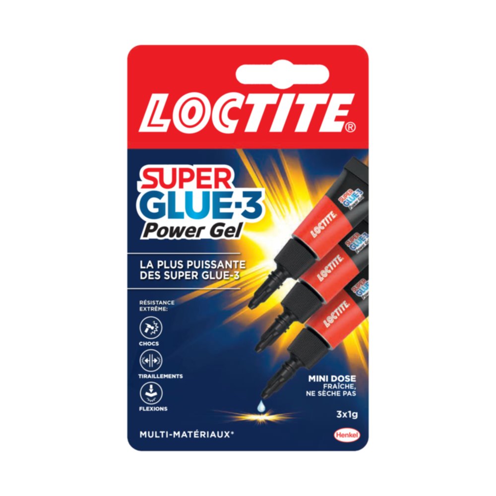 Colle Super Glue-3 Power Gel mini dose 3x1gr - LOCTITE