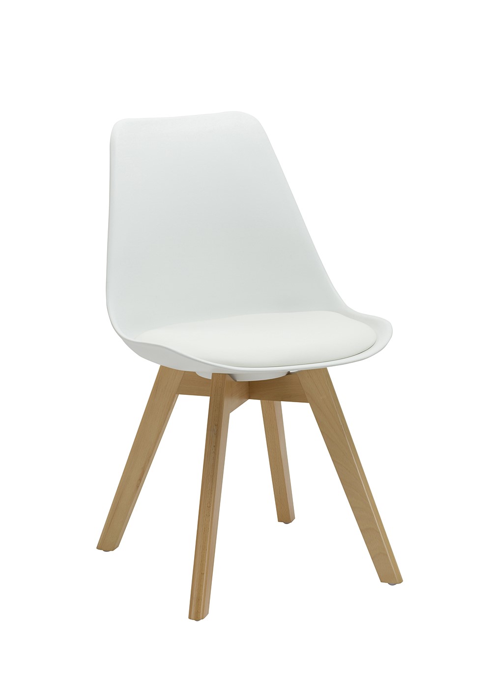 Lot de 2 chaises design blanc et bois naturel