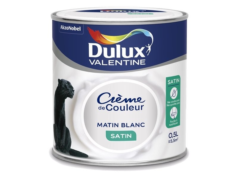 Peinture intérieure Crème de couleur satin Matin Blanc 0,5L - DULUX VALENTINE