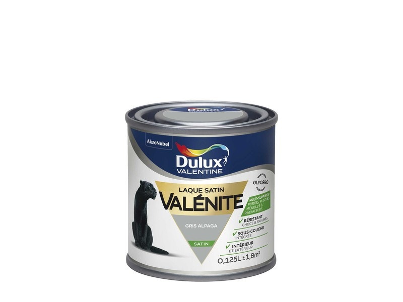 Peinture laque Valénite satin gris alpaga 0,125L DULUX VALENTINE