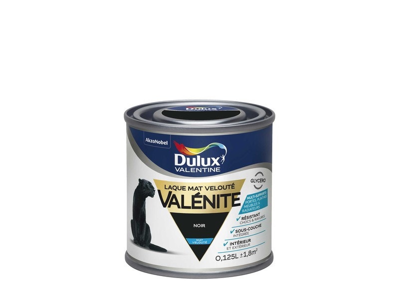 Peinture Valénite velouté mat 0,125L noir DULUX VALENTINE