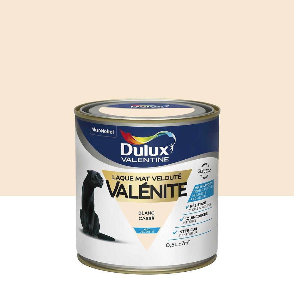 Peinture Valénite velouté mat 0,5L blanc cassé DULUX VALENTINE