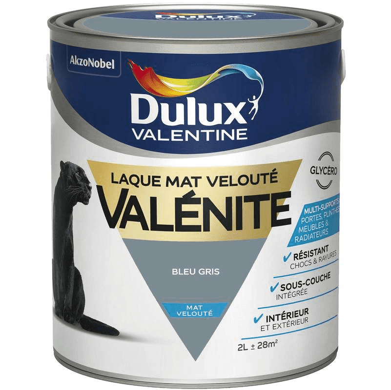 Peinture Valénite velouté mat 2L bleu gris DULUX VALENTINE
