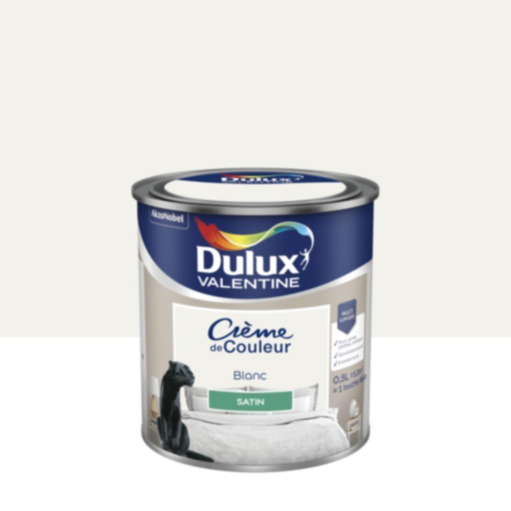 Peinture murs et boiseries Crème de Couleur Satin Blanc 0,5L - DULUX VALENTINE