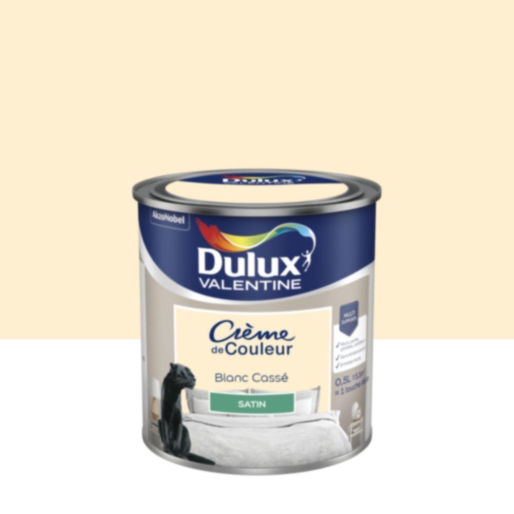 Peinture murs et boiseries Crème de Couleur Satin Blanc Cassé 0,5L - DULUX VALENTINE