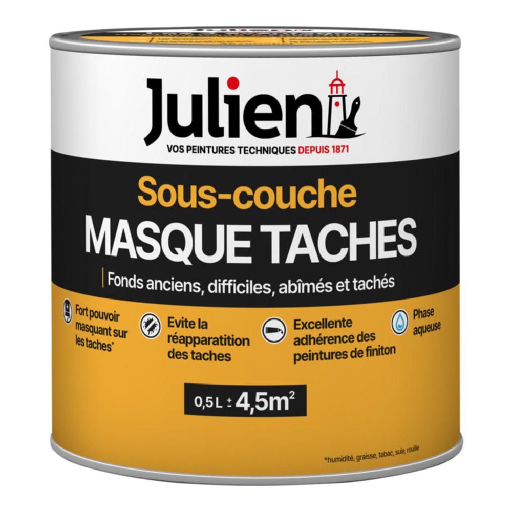 Sous-couche Peinture Masque Taches Multi-Supports Blanc Mat 0,5L - JULIEN