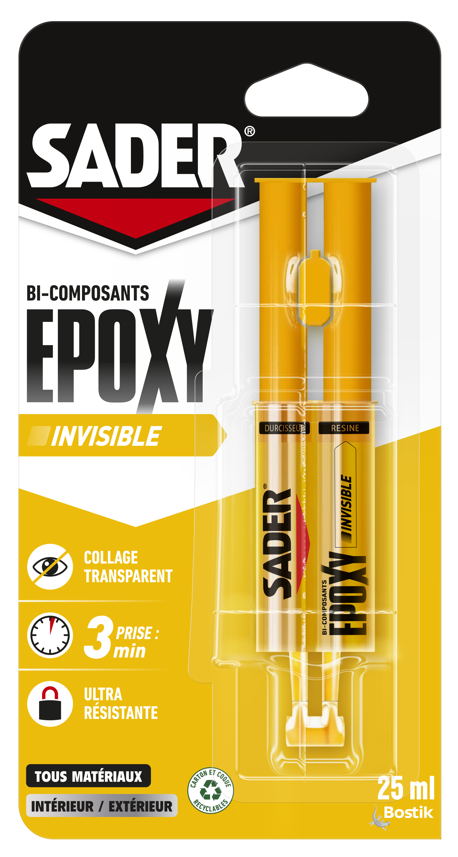 Colle Bi-composant Epoxy Invisible seringue 25ml - SADER