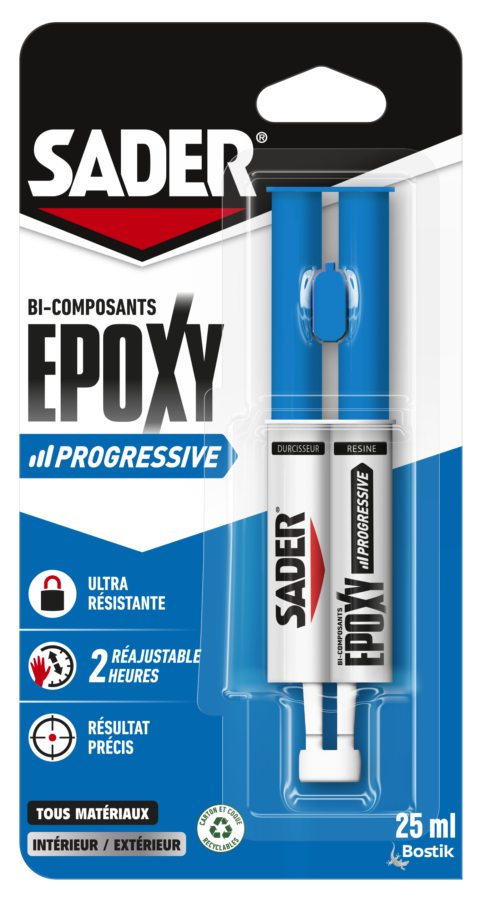 Colle Bi-composant Epoxy Progressive seringue 25ml - SADER