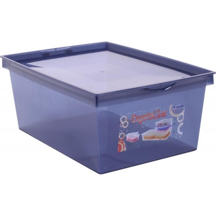 Boîte de rangement plastique crystaline 38 x 26,7 x 15,3 bleu 10L EDA