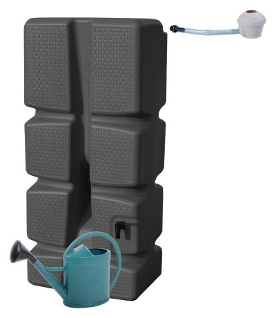 Récupérateur eau de pluie + collecteur 310L noir - EDA