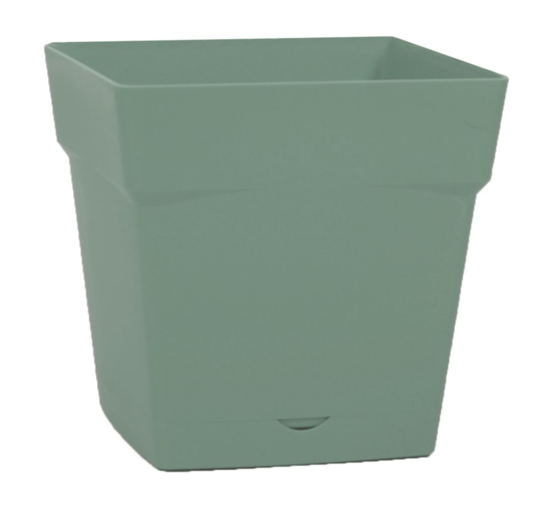 Pot carré Toscane Ø25 cm avec soucoupe vert laurier - EDA