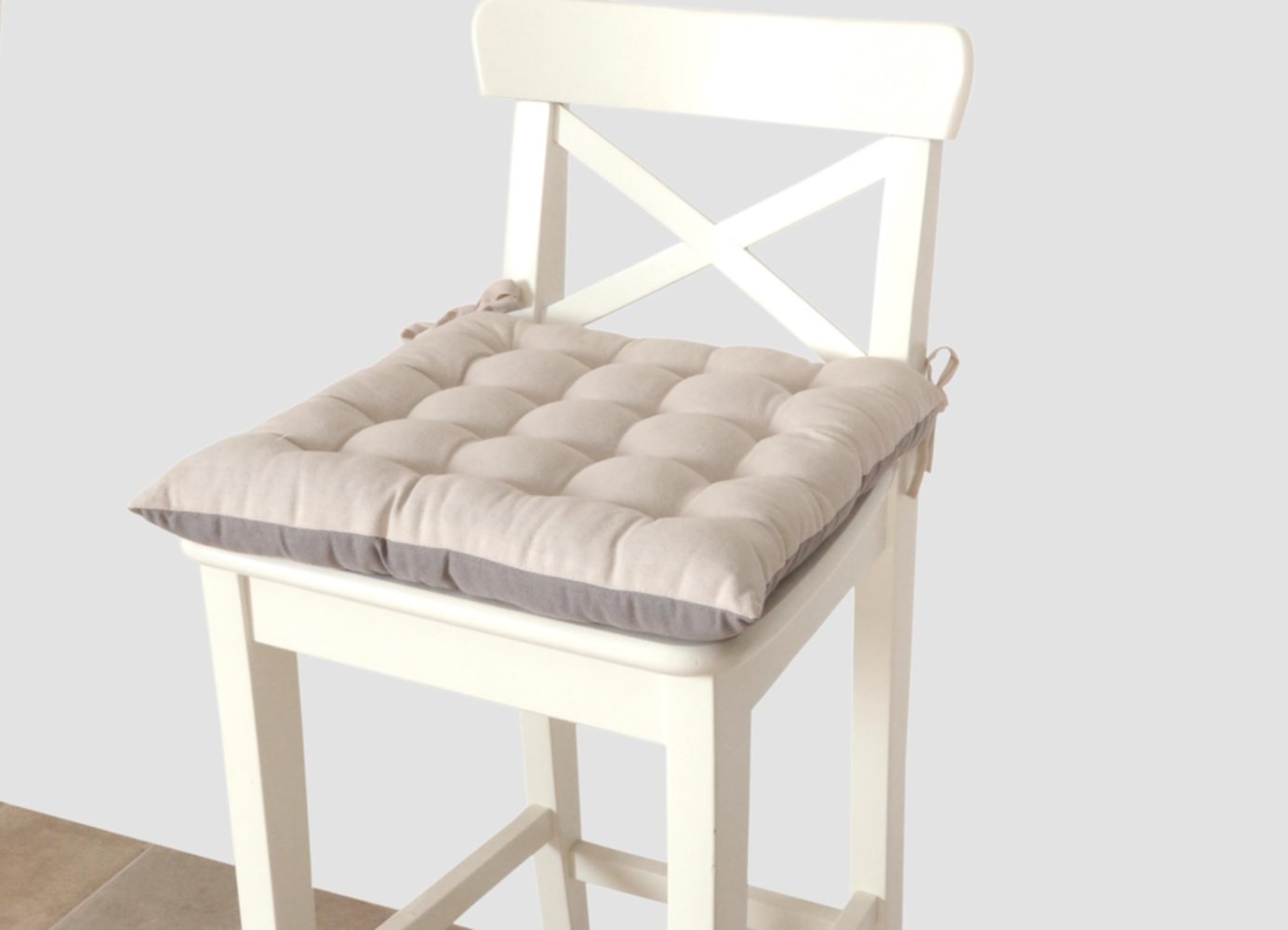 Coussin de chaise carré bicolore 40x40 cms galet/gris