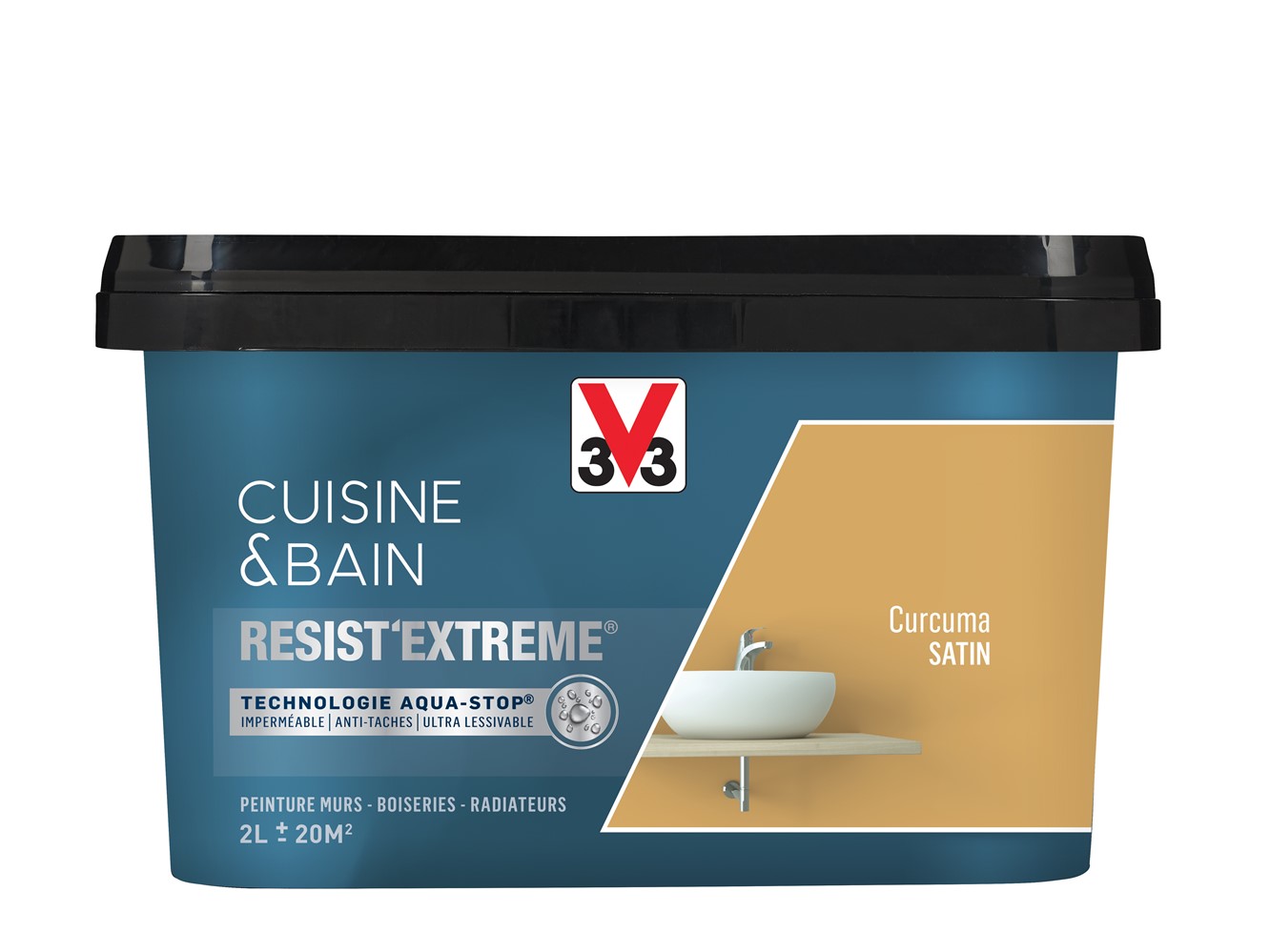 Peinture Cuisine & bain Resist'Extrême Curcuma satin 2L - V33