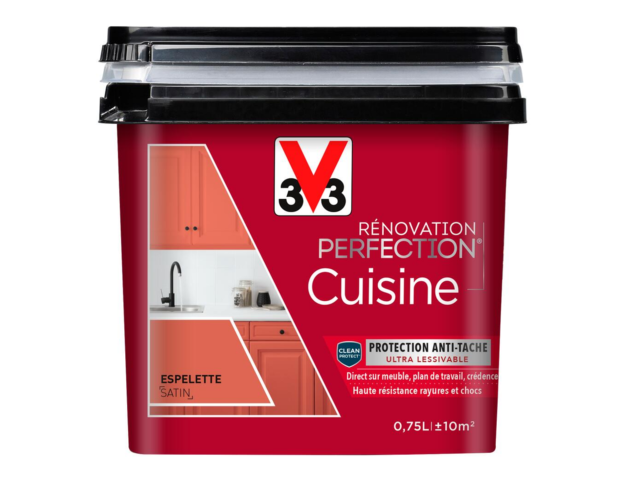 Peinture rénovation cuisine Perfection Espelette satin 0,75l - V33