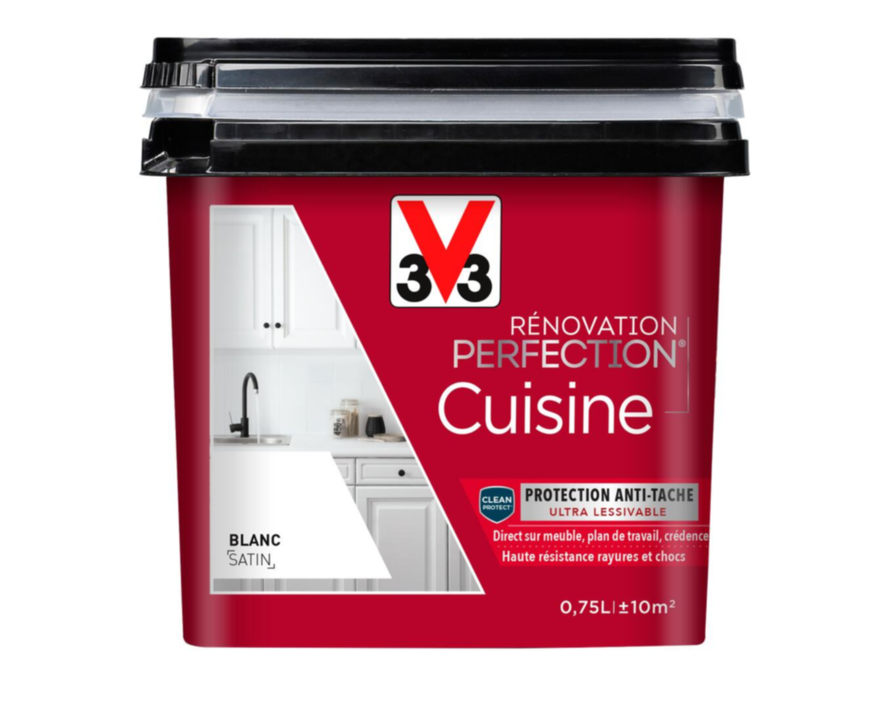 Peinture rénovation cuisine Perfection blanc satin 0,75l - V33