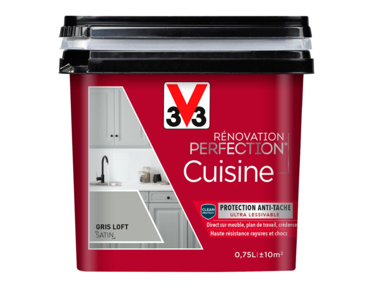 Peinture rénovation cuisine Perfection gris loft satin 0,75l - V33