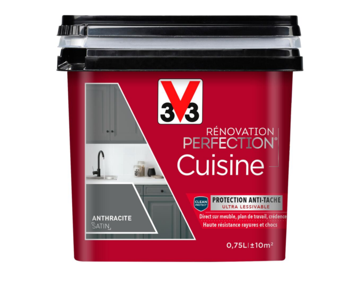 Peinture rénovation cuisine Perfection gris anthracite satin 0,75l - V33