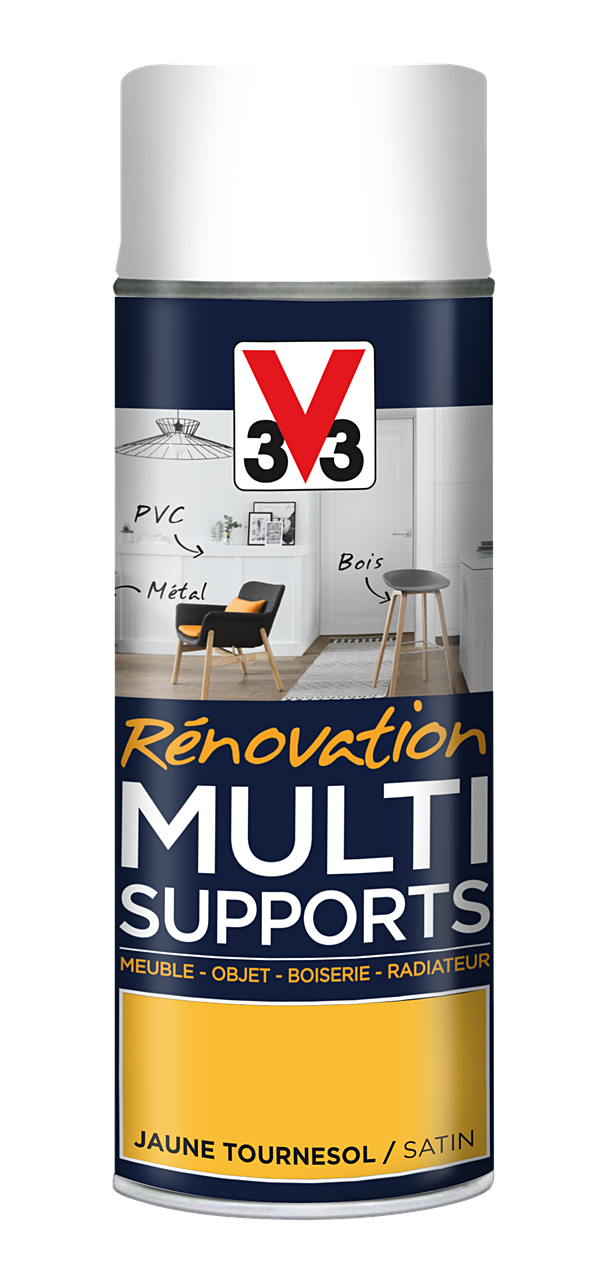 Peinture Rénovation Multisupport tournesol satin aérosol 400 ml - V33