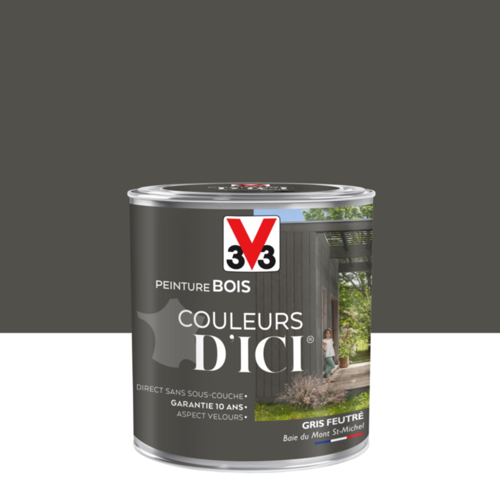 PEINTURE V33  BOIS COULEURS D’ICI ®  GRIS FEUTRE 0,5 L