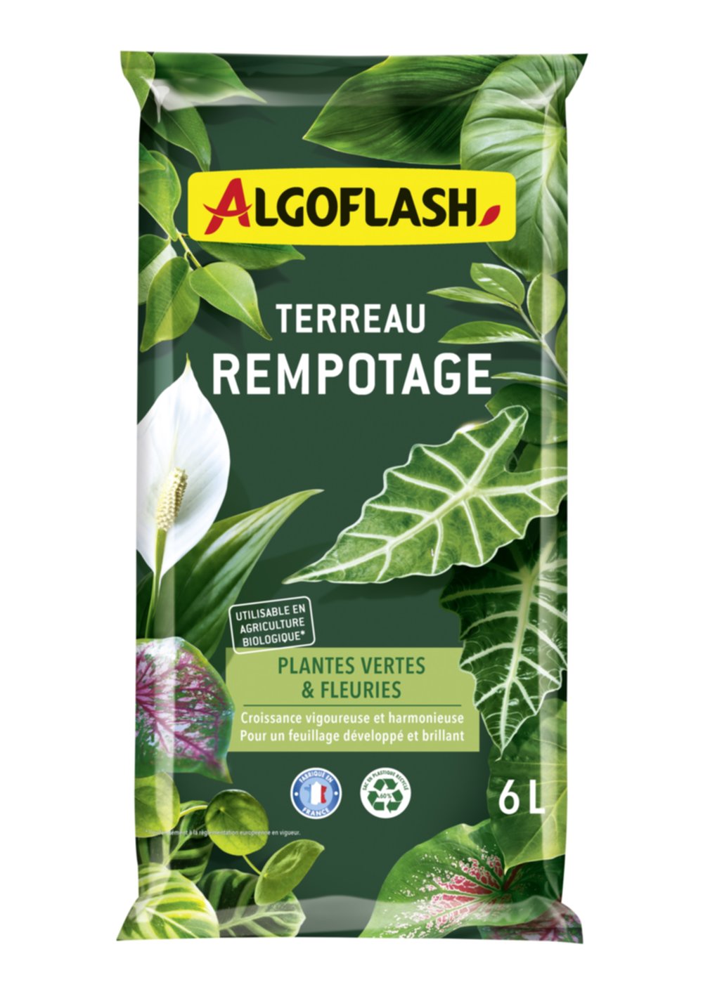 Terreau rempotage plantes vertes/fleuries 6L - ALGOFLASH