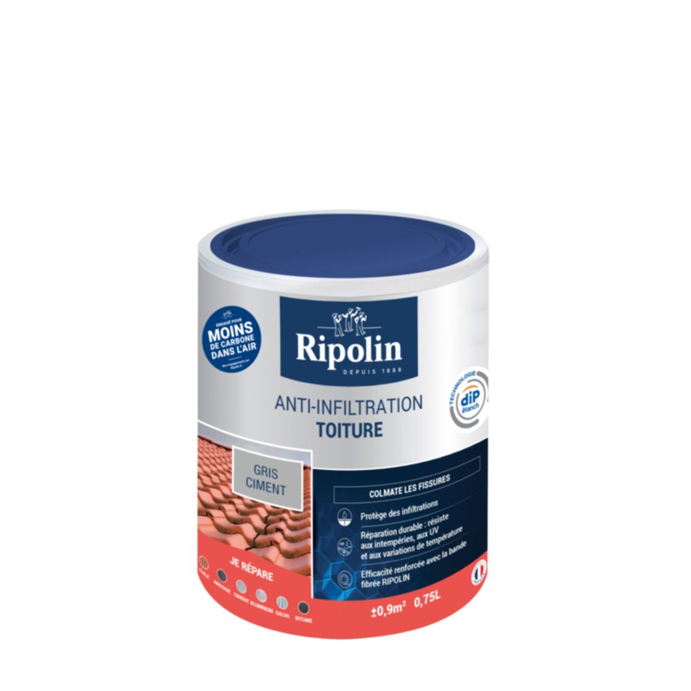 Anti-infiltrations toiture gris ciment 0,75 L - RIPOLIN