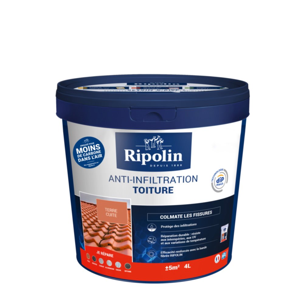 Anti-infiltrations toiture terre cuite 4 L - RIPOLIN