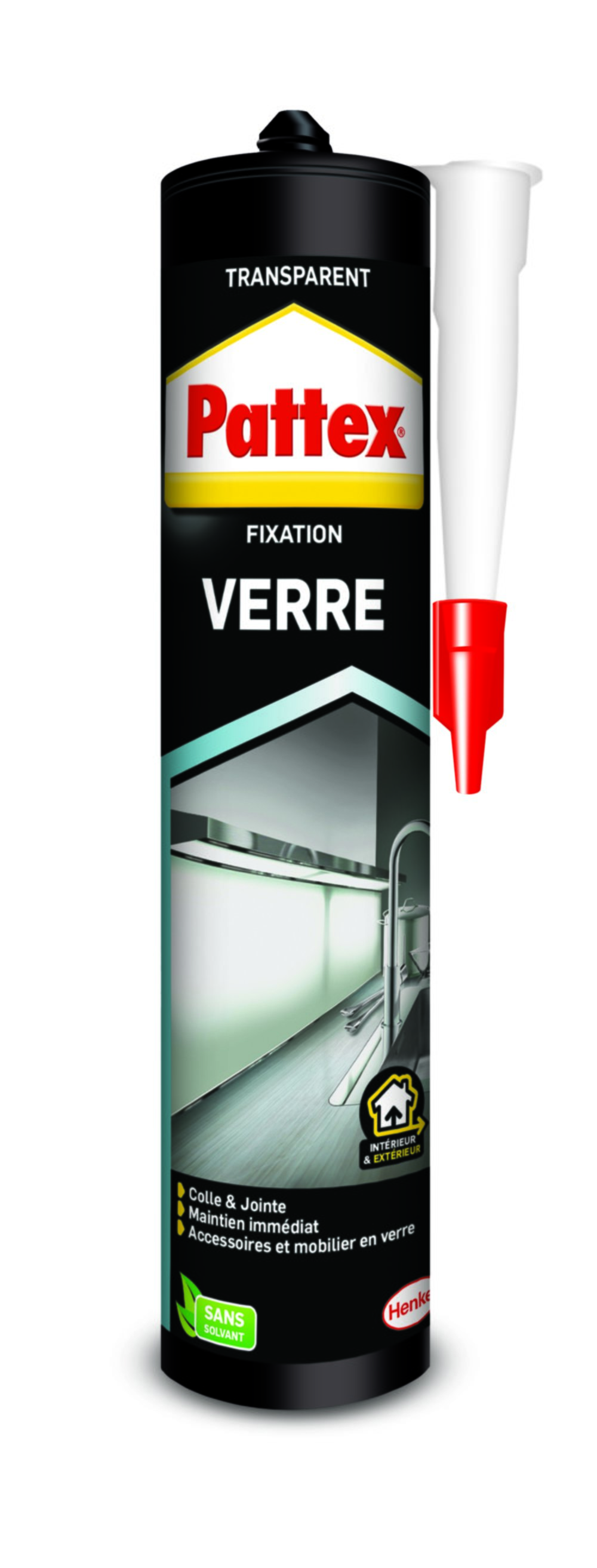 Colle Fixation Verre , mastic de fixation pour éléments transparents, colle et jointe 300g - PATTEX 