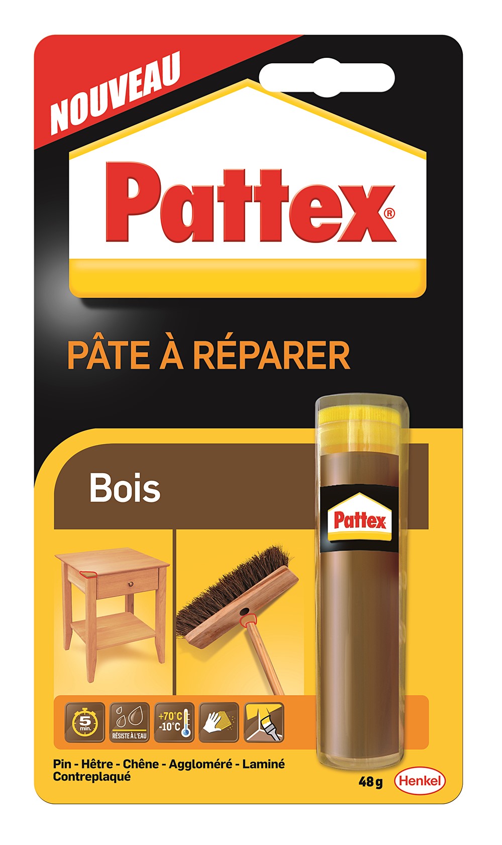 Pâte à réparer bois 48 g - PATTEX