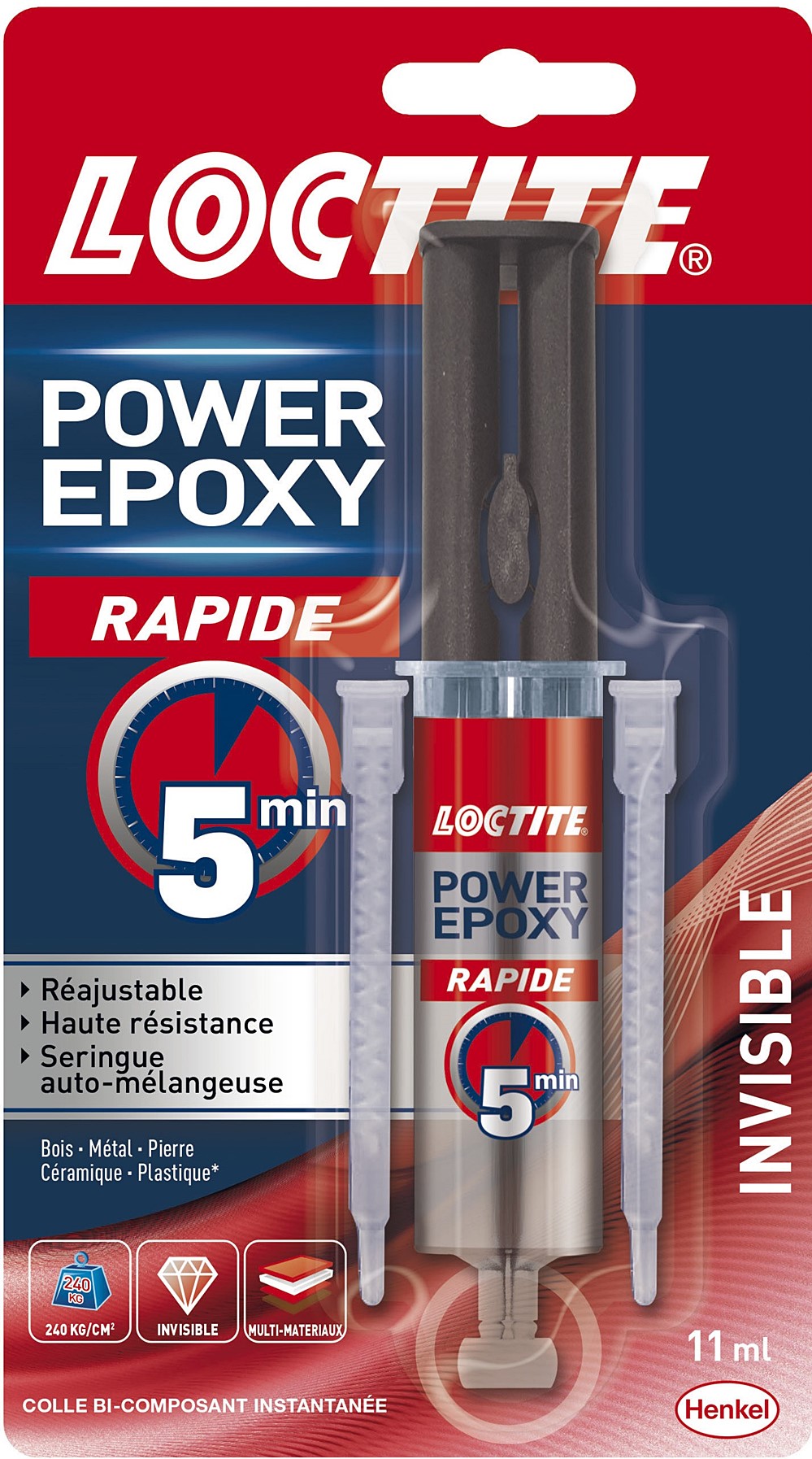 Colle Epoxy Rapide 5 min Inv Seringue 11ml - LOCTITE