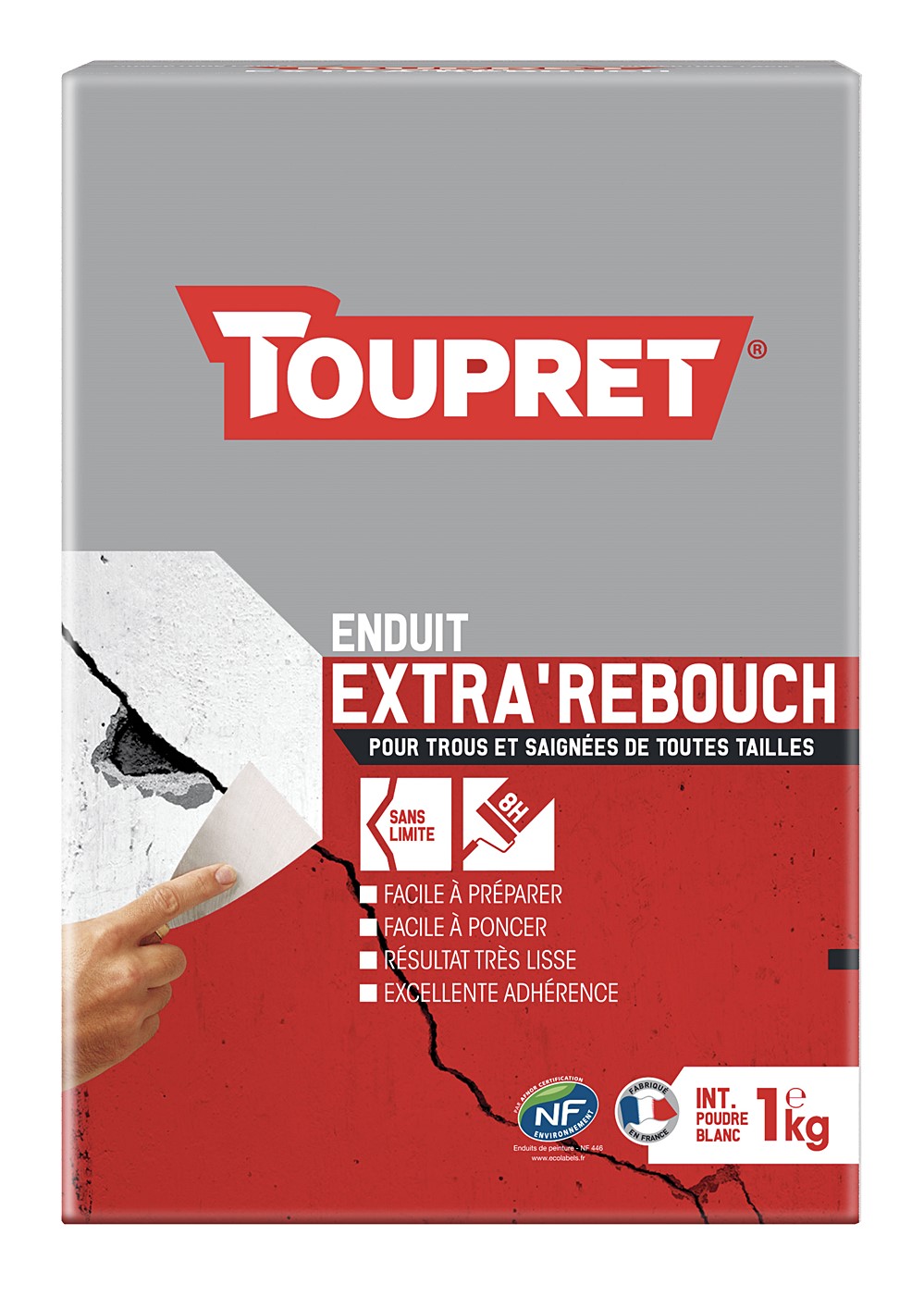 Enduit Extra' Rebouch poudre 1 kg blanc - TOUPRET