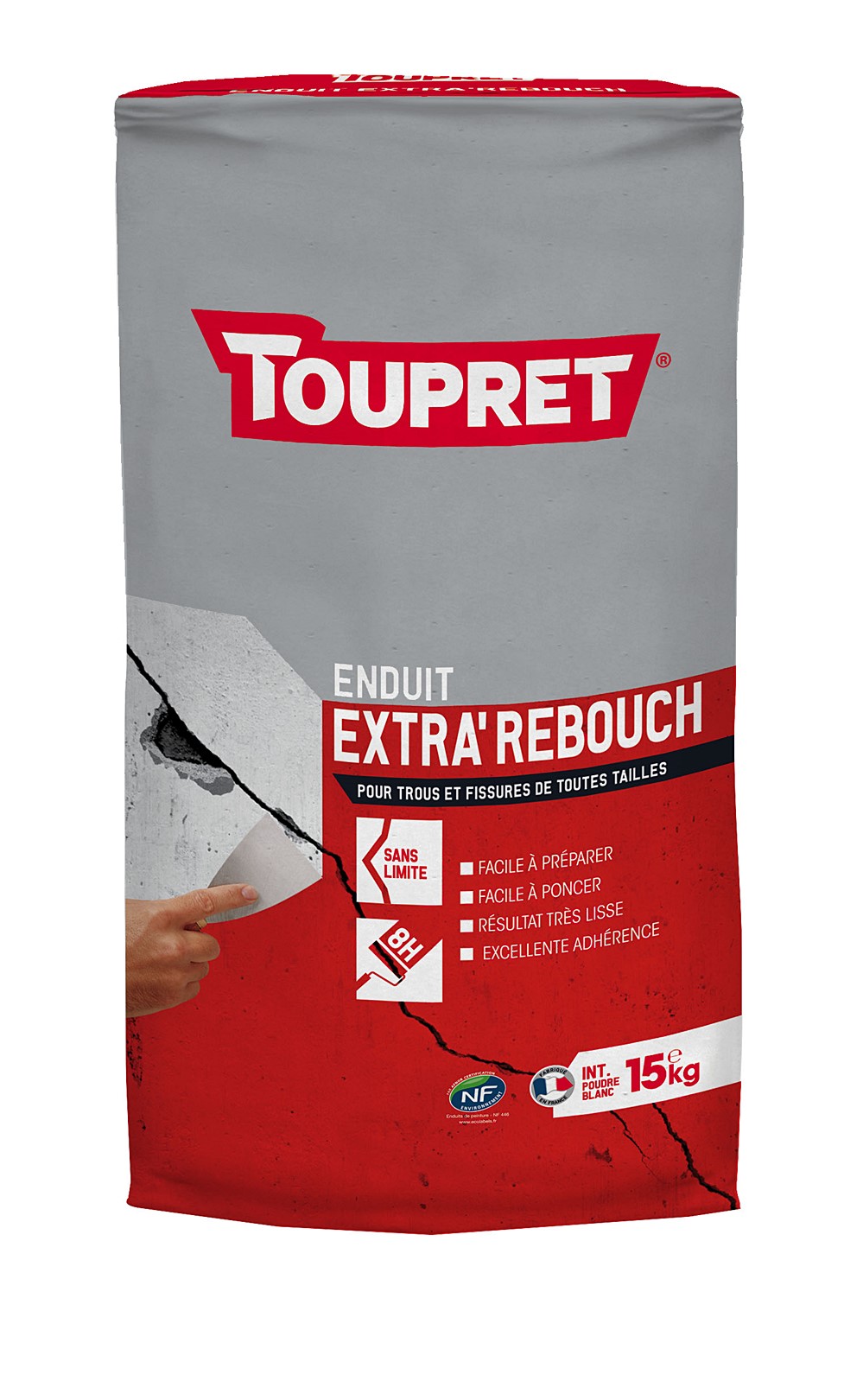 Enduit Extra' Rebouch poudre 15 kg blanc - TOUPRET