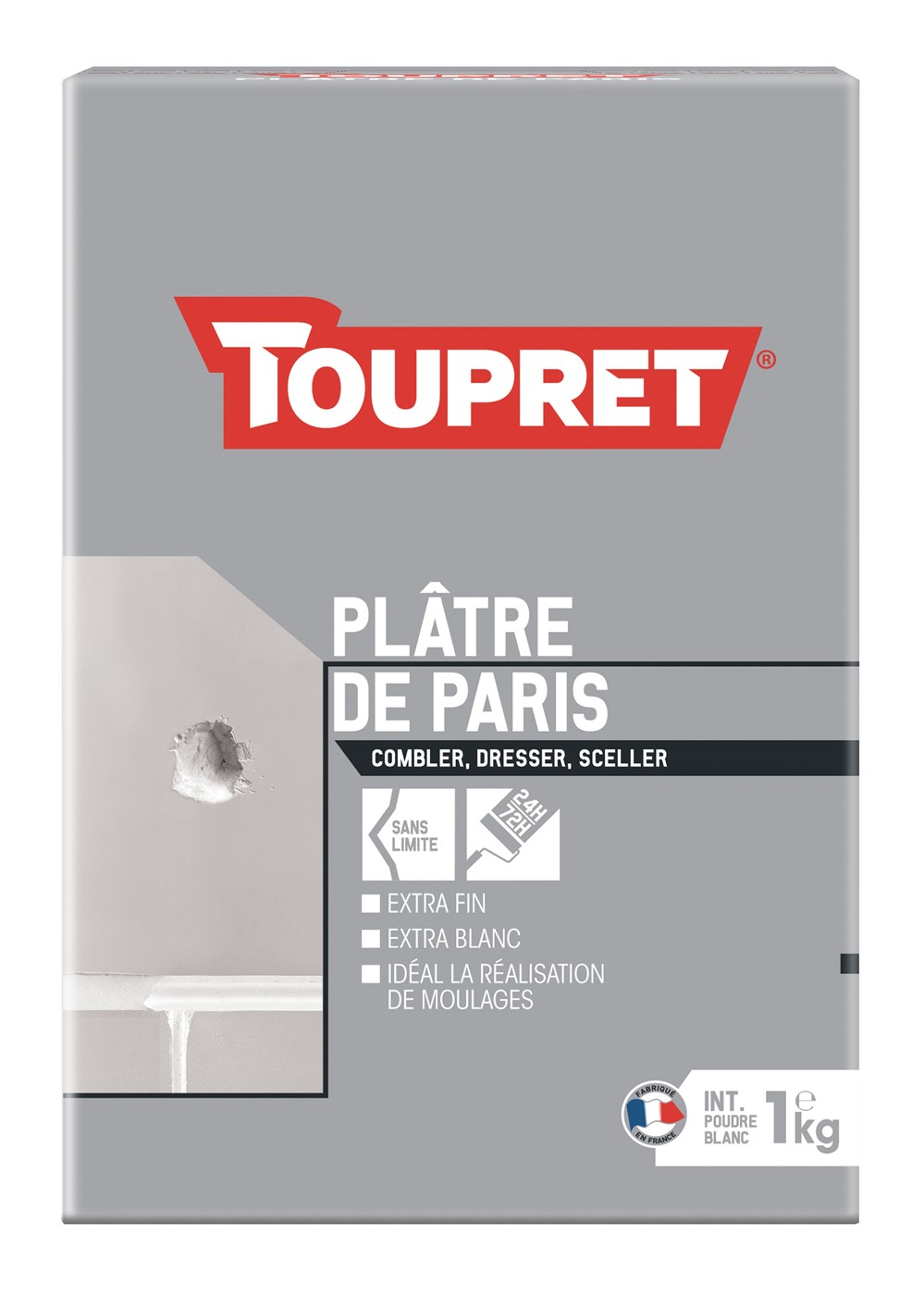 Plâtre de Paris poudre 1 kg - blanc - TOUPRET