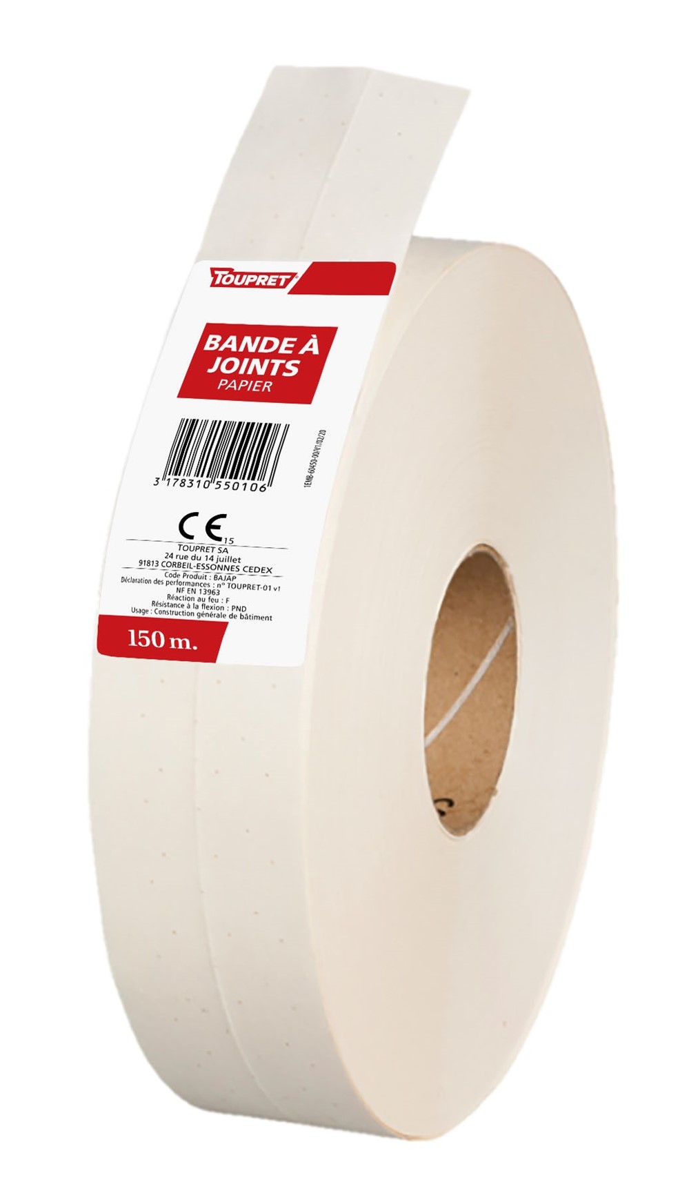 Bandes à Joints Papier Blanc 5cmx153m - TOUPRET 