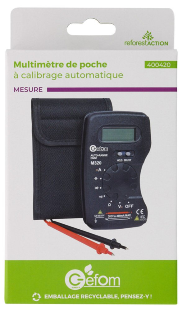 Multimètre de poche Cat III à calibrage automatique Gefolec 400420