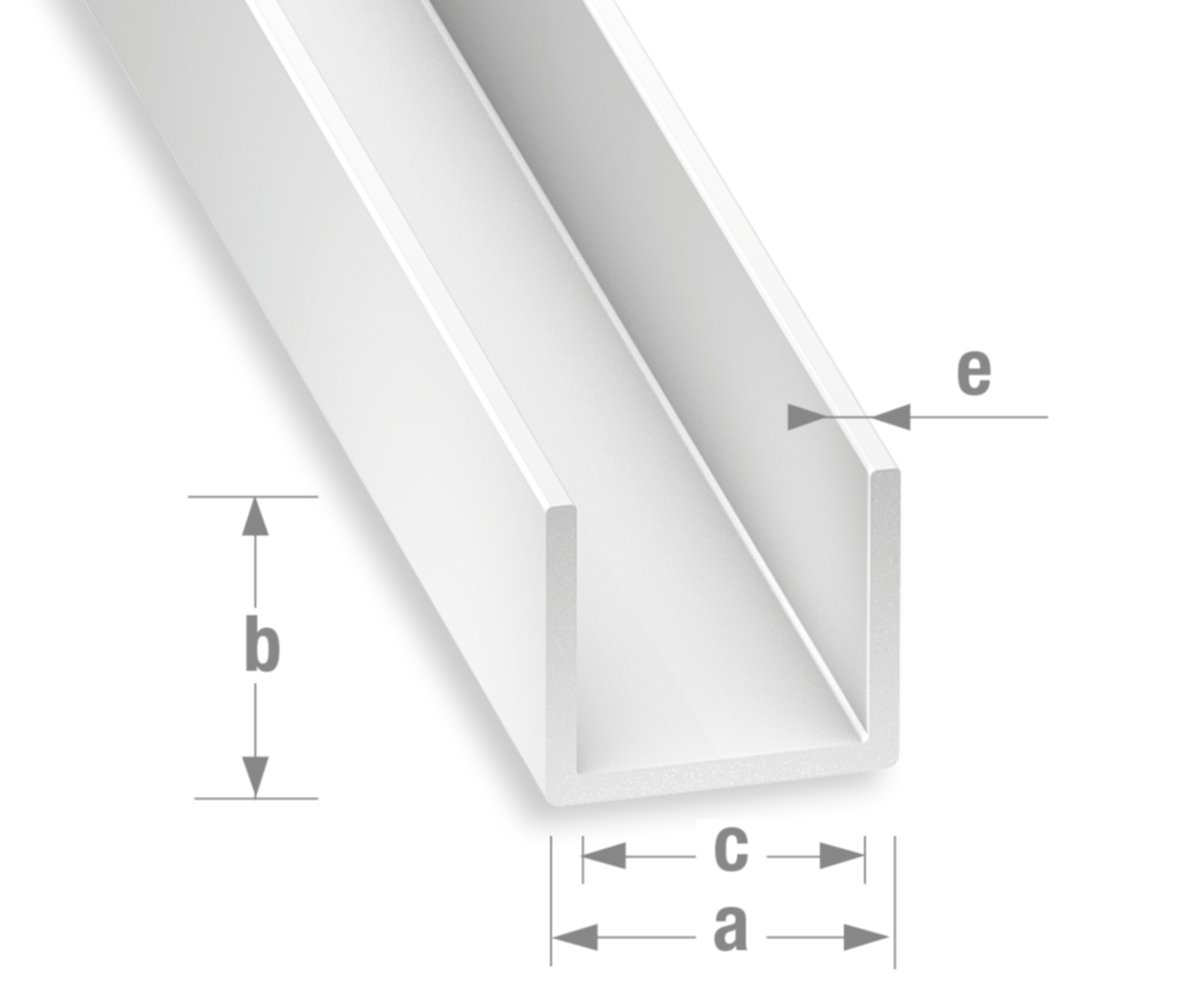 Profilé PVC U blanc 10 x 21 x 10 x 1 mm int.19 2,6m - CQFD