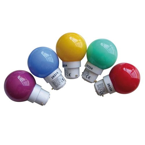 Pack 5 ampoules sphériques LED B22 couleur