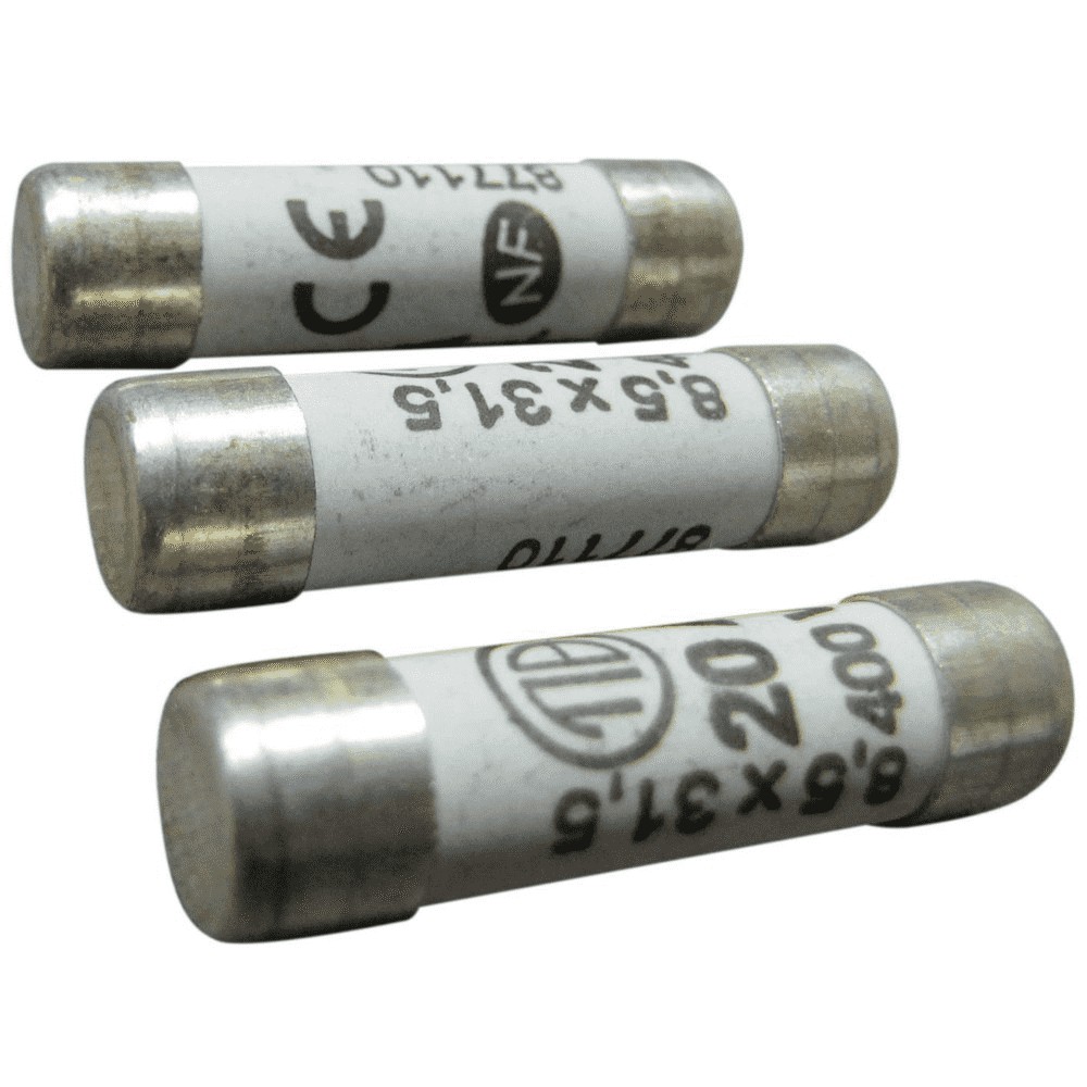 3 fusibles cylindre 8,5x31,5mm 20a. - TIBELEC