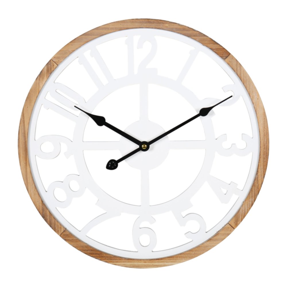 Horloge bois et MDF Ø40 cm blanc - OSTARIA