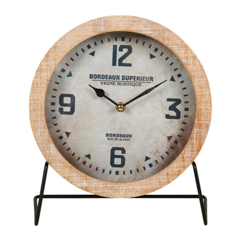 Horloge à poser bois métal Ø24 cm blanc - OSTARIA